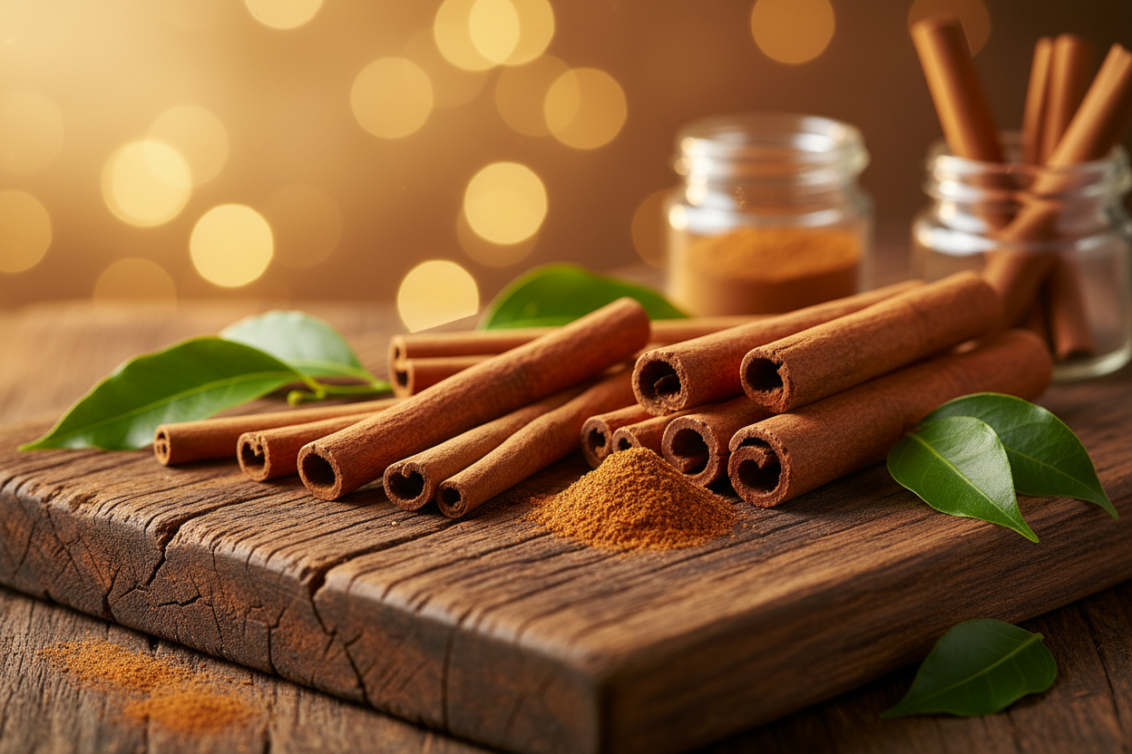 Premium True Ceylon cinnamon sticks and powder highlighting health benefits and differences from Cassia cinnamon